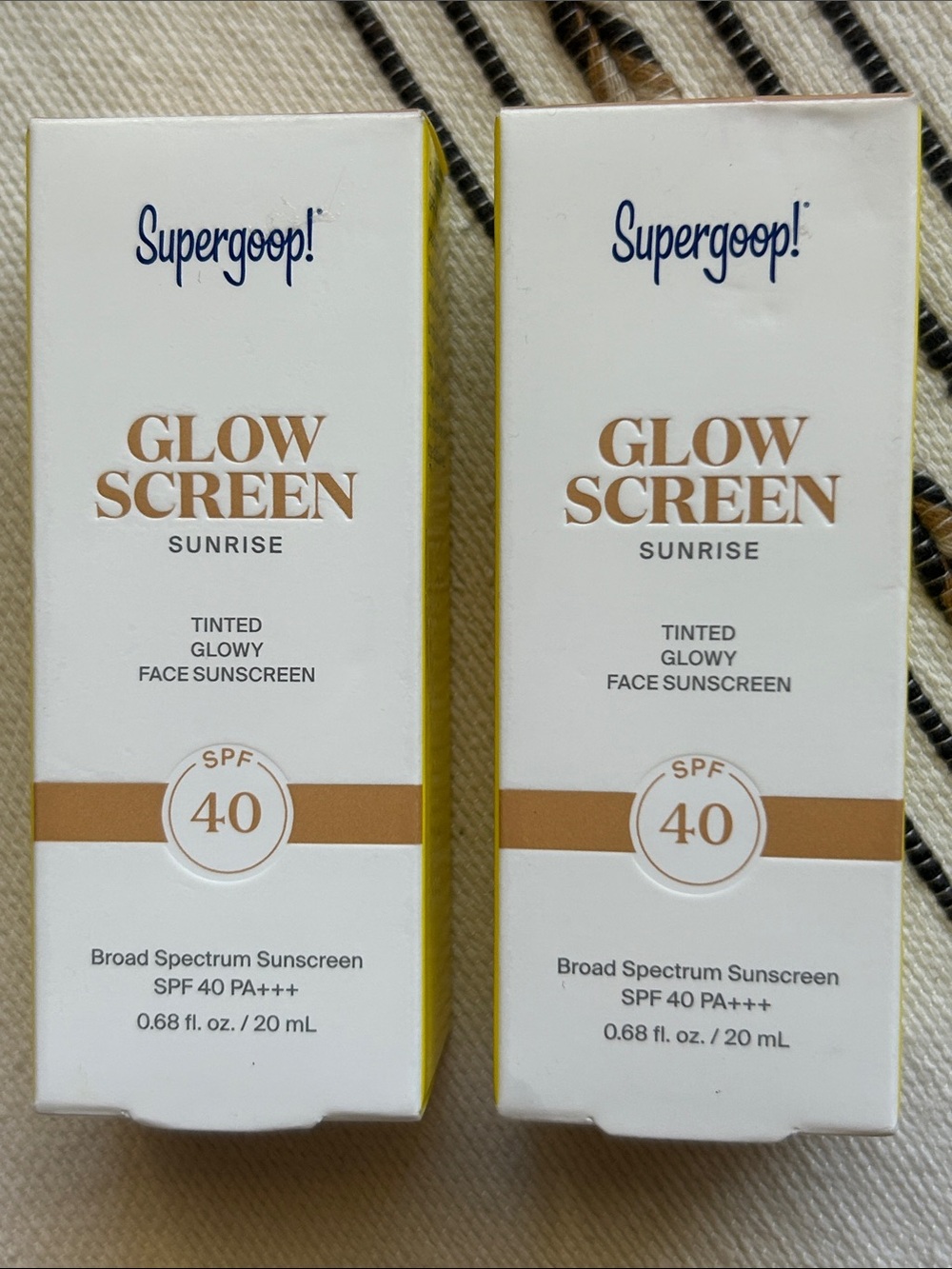 S NWT Supergoop! Glowscreen SPF 40 Sunrise 20mL Mini Duo 2-Pack